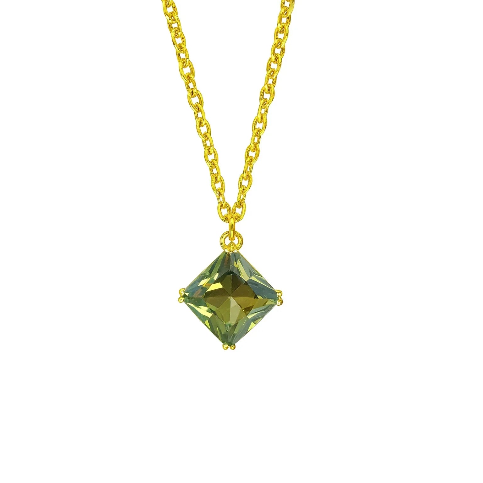 Stunning Square Cut Green Swarovski Crystal Necklace - Gomix Brands Outlet